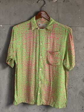 AllSaints Feline SS Shirt Pink Green Leopard Print Size XS